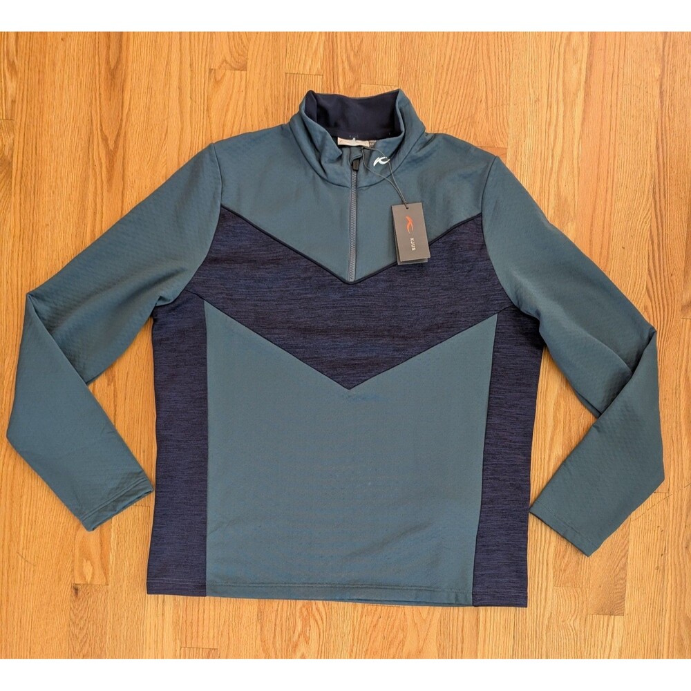 NWT KJUS Damon Midlayer Half-Zip Men’s XL 54 Blue Polyester Wool Golf Pullover
